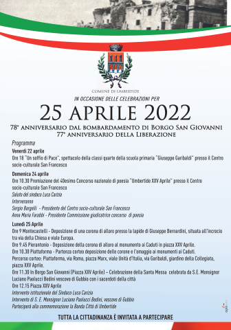 Umbertide torna a commemorare il 25 Aprile: il programma delle celebrazioni