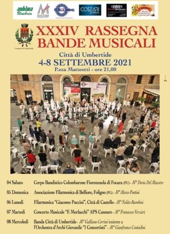 Dal 4 all'8 settembre in piazza Matteotti appuntamento con la 34esima Rassegna delle bande musicali “Città di Umbertide”